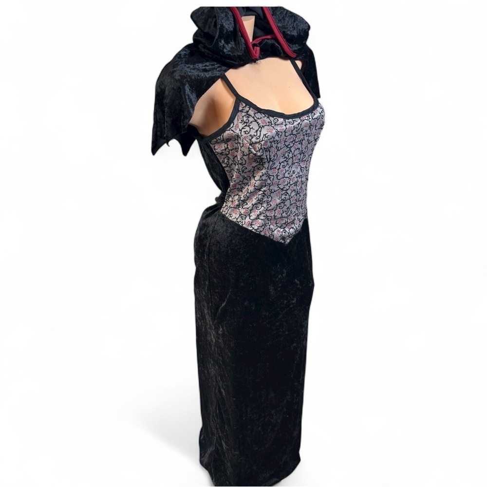 Vintage Rubie's whimsy goth crushed velvet Dress costume grunge hood cape